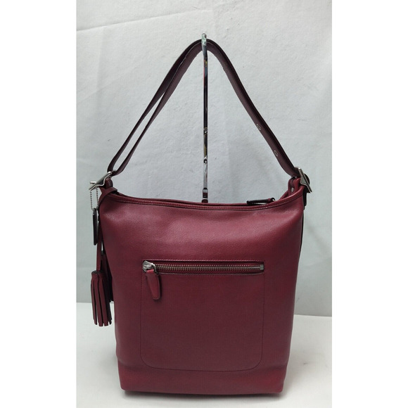 Coach Red Leather Duffle Zipper Closure Crossbody Shoulder Bag - Picture 2 of 16